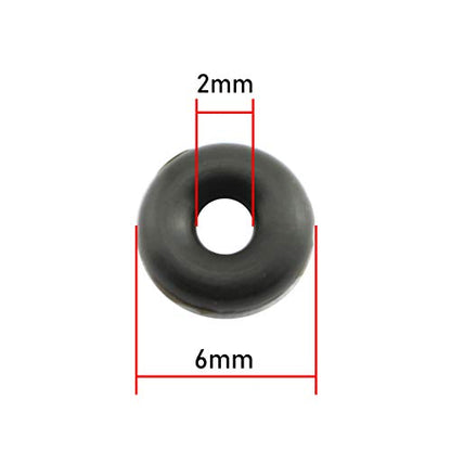 100-Pack 6mmx2mm Rubber Stopper O Rings Black DIY Jewelry Making End Clasp Spacer Beads Gasket Bracelet Necklace Handmade Crafts Findings Accessories - color: BLACK