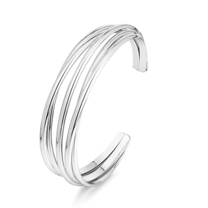Gold Cuff Bracelet for Women Chunky Multi-layer Cross Wire Open Bracelet Hollow Wide Cuff Bracelets Adjustable Gold Open Cuff Bangle Bracelet - color: Wire Hollow Silver Bracelet