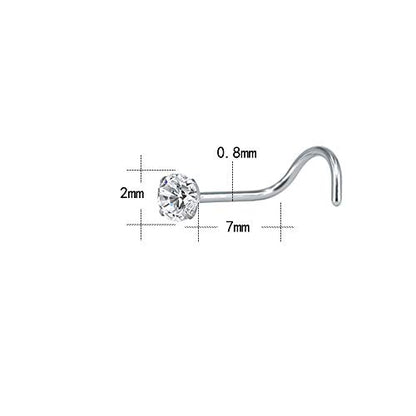 ZS 6-14PCS 20g Tiny Nose Stud Ring Piercing Surgical Steel Nose Bone/L Shaped/Nose Screws Rings Set - color: C:14pcs Nose Screws Style(Mixed Color)