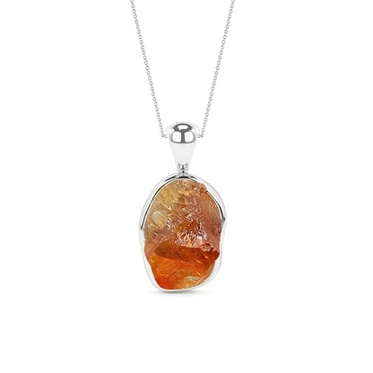 Natural Raw Gemstones Pendant Necklace for Women in Sterling Silver, Birthstone Jewelry Gifts for Her Birthday, Anniversary, Graduation (Bezel-Set)