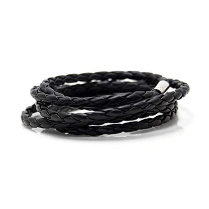 Xusamss Fashion Alloy Buckle Multilayer Leather Wrap Cuff Bracelet,7.5inches - color: Black