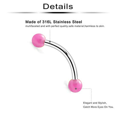 18pcs 20g Surgical Steel Tiny Curved Eyebrow Barbell Navel Small Belly Button Ring Piercing Jewelry for Women Men - color: 18pcs, 20g, 6mm(1/4")