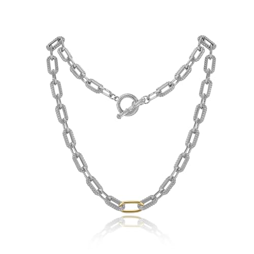 Mytys Women's Link Necklace 18k Gold Plated Double Twist Wire Gold and Silver 2 Tone Chain Necklaces Christmas New Year Jewelry - color: Gold & Silver 1