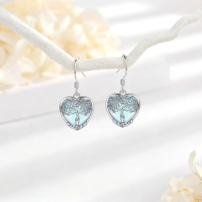 AEONSLOVE Tree of Life Crystal Earrings with Sterling Silver Ear Hooks, Dangle Drop Tree Earrings Gifts for Women - style: A01-Moonstone-Heart
