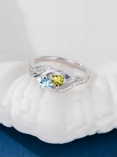Peridot and Aquamarine Rings August and March Birthstone Branch Statement Promise Band Rings Anniversary Jewelry Bridal Wedding Engagement Eternity Valentine's Mothers Day Birthday Gifts for Women Her Girlfriend