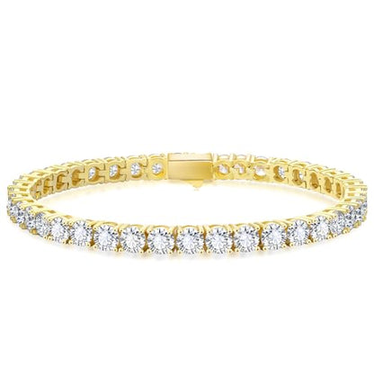 KRKCLIFE Tennis Bracelets for Women Men 14K Gold Plated Hypoallergenic | Classic Round AAAAA Cubic Zirconia 3/4/5mm Width,Elegant Jewelry Anniversary Birthday Gifts for Women Him Wife Mom 6.5-8 Inch - color: 4mm White Gold