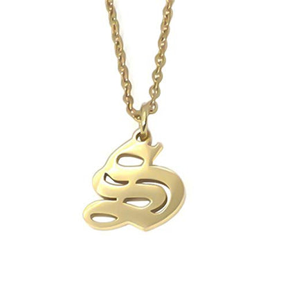 Old English Initial Alphabet Letter Necklace - style: S-Gold