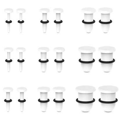 14G 12G 10G 8G 6G 4G 2G 0G 00G Ears Gauges Tunnels Plugs for Women Acrylic Flat Top Plugs with O-rings Ear Gauge Stretching Kit Expander Stretcher Plug Earrings for Piercing Jewelry - color: 10g to 1", white