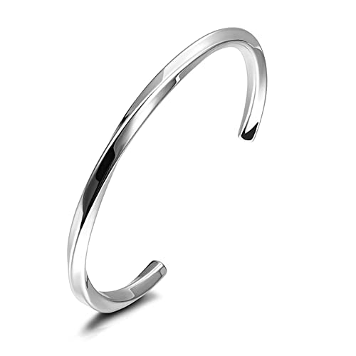 VNOX Bracelet for Men Women | Mens Stainless Steel Cuff Bracelet Bangle Twist Mobius Endless Love Bracelet | Christmas Birthday Gift for Men Women - color: Silver, size: [Medium] Fit 6-6.5" Wrist