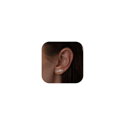 Robaice Cartilage Climber Earrings for Women，14K Gold Plated Helix Stud | Trendy Cluster Earrings, CZ Stud Earring, Tragus Conch Daith Piercing, Ear Crawer,Hypoallergenic Jewelry Gift for Women - color: E-Silver Star