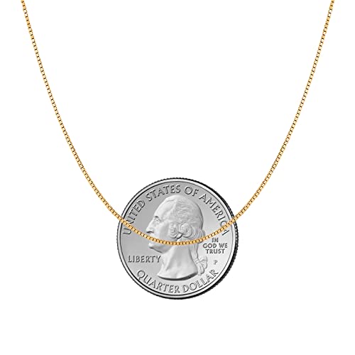 Savlano 925 Sterling Silver Solid 0.8mm Box Adjustable Bolo 14-24 Inch Chain Necklace For Women - Made in Italy Comes With a Gift Box - style: Gold Plated