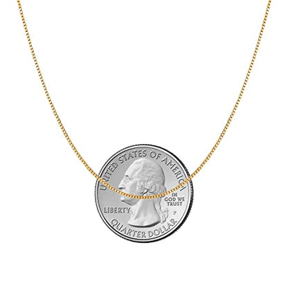 Savlano 925 Sterling Silver Solid 0.8mm Box Adjustable Bolo 14-24 Inch Chain Necklace For Women - Made in Italy Comes With a Gift Box - style: Gold Plated