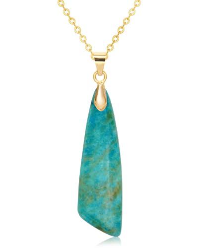 Nature Stone Necklaces for Women Boho Pendant Necklace 18K Gold Chain Necklaces - color: Sky Blue