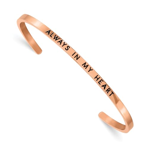 Chisel Always in My Heart Crystal Cuff Bangle in Rose-Tone Stainless Steel