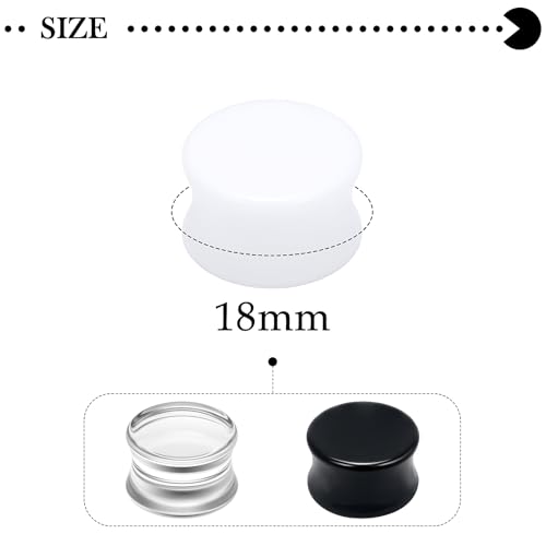 6G-30mm Solid Acrylic Gauges for Ear Double Flared Saddle Plug Tunnels Earrings Clear Black White Ear Plugs Tunnels for Women Men - color: 18mm = 11/16 inch