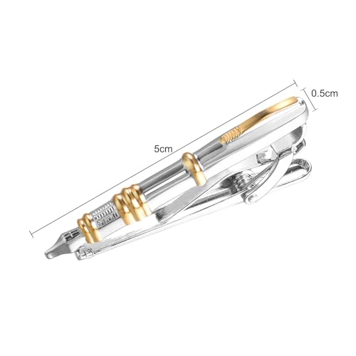 Yoursfs Personalized Stationery Series Tie Clips For Men Novelty Ruler/Pen Tie Clips Unique 18K Gold Plated/Silver Stainless Steel Tie Clip Jewelry For Father Husband Suitable For Daily - style: Silver Pen