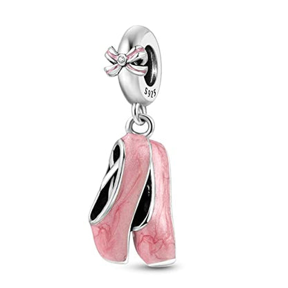 MULA 925 Sterling Silver Charms for Bracelets and Necklace Family Pendants | Airplane Travel Dangle Beads Family Tree Jewelry Charms for Women - color: Ballet Shoes Charm