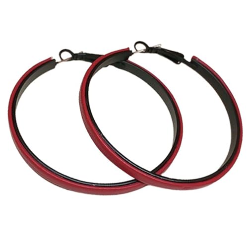 Hoop Earrings for Women Leather Hoop Earrings-Medium/Large Hoops-Lightweight hoop - color: Red