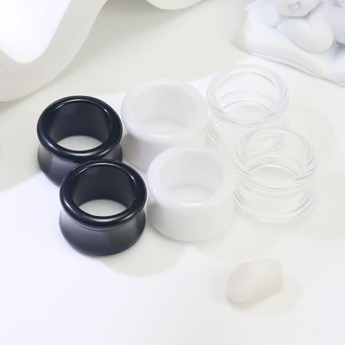 6G-50mm Hollow Acrylic Ear Plugs Tunnels for Women Men Double Flared Saddle Ears Gauge Plug Stretcher Expander Piercing Body Jewelry Black White Clear 1 Pairs - color: Clear Tone, size: 18mm = 11/16 inch