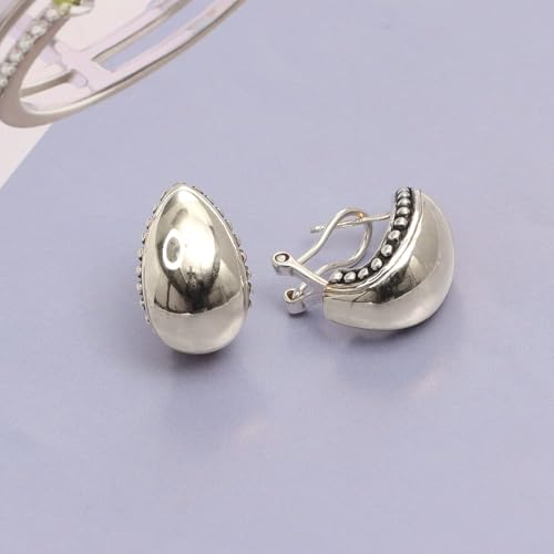 LeCalla 925 Sterling Silver Omega Back Stud Earrings for Women | Classic Pierced Omega Closure Earring | Earring Jewelry Gift for Her, Wife or Girlfriend | Daily Wear & Special Occasion Earring - color: Beaded Dome