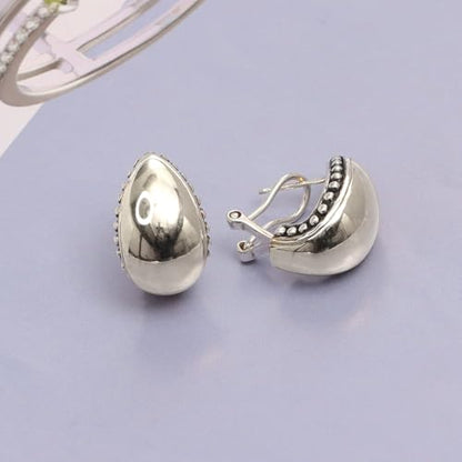 LeCalla 925 Sterling Silver Omega Back Stud Earrings for Women | Classic Pierced Omega Closure Earring | Earring Jewelry Gift for Her, Wife or Girlfriend | Daily Wear & Special Occasion Earring - color: Beaded Dome