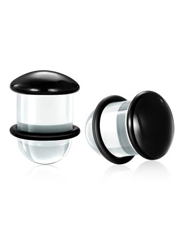 Aumeo One Pair Glass Gauges for Ears Single Flare Glass Plugs for Women and Men - color: Black, size: 12mm