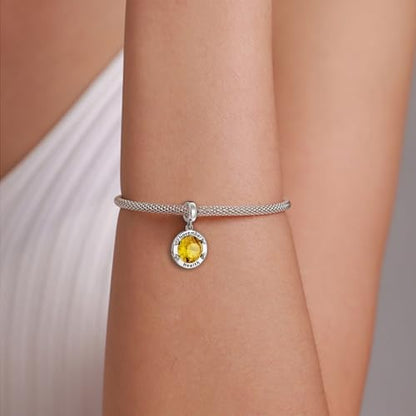 Birthstone Charms for Women Bracelets Birthday Bead Charms fit Pandora Bracelets Mothers Day Gifts for Women - color: 11-November(Citrine)