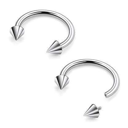 Ruifan 20G 18G 16G 14G 12G 8G 6G 4G 2G Horseshoe Nose Ring Titanium Septum Rings Piercing Jewelry Internally Threaded Gauges Cartilage Conch Helix Rook Lip Tragus Earring Hoop Eyebrow For Women Men - size: Spike: 16G - 8MM