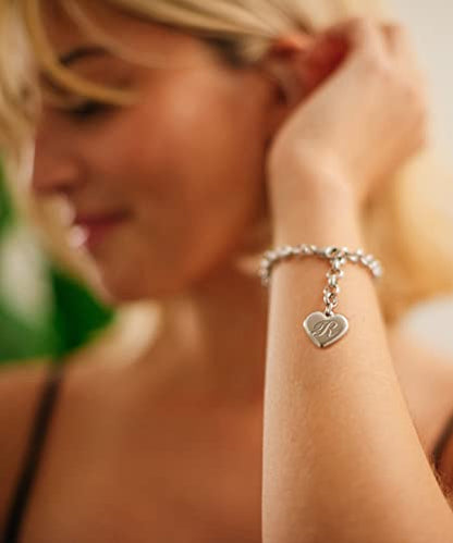 Monily Birthday Gifts for Women Initial Charm Bracelets for Women Letters Alphabet Heart Bracelet for Women - color: G: Heart
