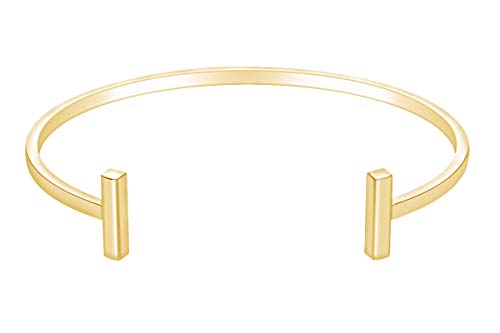 14k Gold Plated 925 Sterling Silver Plain Cuff Adjustable Bracelet For Women Valentine's Day Gift For Her