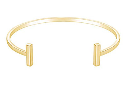 14k Gold Plated 925 Sterling Silver Plain Cuff Adjustable Bracelet For Women Valentine's Day Gift For Her