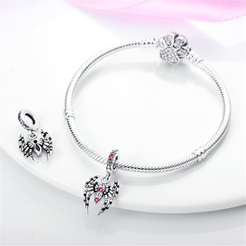 925 Silver Charm for Bracelets Animal Pet Insect Series Women Jewelry Gift - color: Black Spider