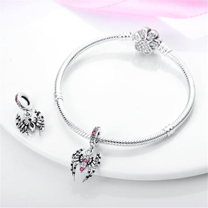 925 Silver Charm for Bracelets Animal Pet Insect Series Women Jewelry Gift - color: Black Spider