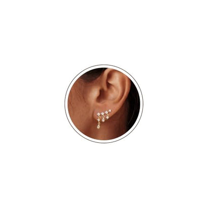 Ear Climber Earrings for Women, 14K Gold Plated/Silver Plated | Crawler Earrings Pierced with Cubic Zirconia, Hypoallergenic Cluster Stud Tragus Conch Daith Cartilage Jewelry Gift for Daily - color: Gold-6