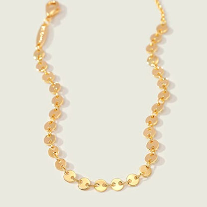 MEVECCO Dainty Chain Bracelets for Women, Layered and Charm Styles | 14K Gold Plated Brass, Select Cubic Zirconia Accents, Single and Multi-Row Structures for Refined Everyday Wristwear - style: Coin Chain