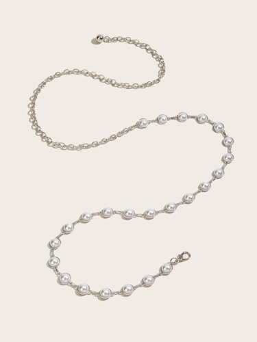 Eohak O-Ring Metal Waist Chain for Women Adjustable Metal Waist Belt Belly Link for Jeans Dress - color: Silver