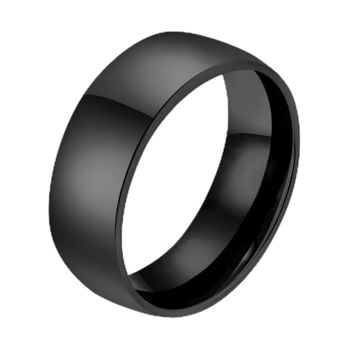 TTVOVO Mens Basic Ring Wedding Bands 2MM 4MM 6MM 8MM 10MM Stainless Steel Simple Rings for Men Women Silver/Black/Blue Engagement Band Plain Domed High Polished Comfort Fit Jewelry Gifts US Size 4-14 - color: Black, 8MM Width