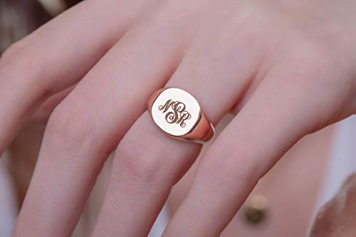 Elegant jewel box Women 3 monogram signet ring in solid Gold 9k, 14k, & 18k, Custom engraved chevalier, Personalized Initial signet ring, Unique gift, RN340