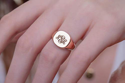 Elegant jewel box Women 3 monogram signet ring in solid Gold 9k, 14k, & 18k, Custom engraved chevalier, Personalized Initial signet ring, Unique gift, RN340