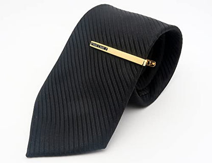 Men Crystal Tie Clip Tie Bar for Regular Necktie Silver In Gift Case | Purple/Blue/Red/Black/White Crystal Tie Pin for Men Business Anniversary Wedding Party Office Formal Daily Occasions Suit - style: Black Crystal Gold Plated Tie Clip