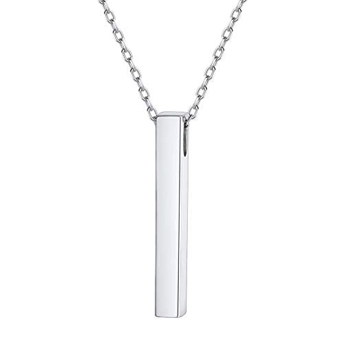ChicSilver Customizable Vertical Bar Pendant Necklace 925 Sterling Silver Y Necklace Simple Fashion Jewelry Gifts for Women - style: D. 4mm Vertical Bar-Silver