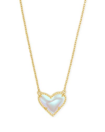 Kendra Scott Ari Heart Adjustable Length Pendant Necklace for Women, Fashion Jewelry - color: GOLD - IRIDESCENT DICHROIC GLASS
