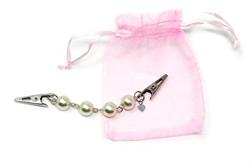 Hey Viv! Pearl Chain Sweater Guard, Cardigan, Collar Slim Clip - Organza Bag - 50s Style