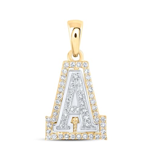 Sonia Jewels Solid 10K Yellow and White Gold Two Tone Real Natural Diamond Womens A-Z Initial Letter Pendant Charm for Necklaces 1/6 Carat (.17 Cttw) - style: A - 10k White and Yellow Gold