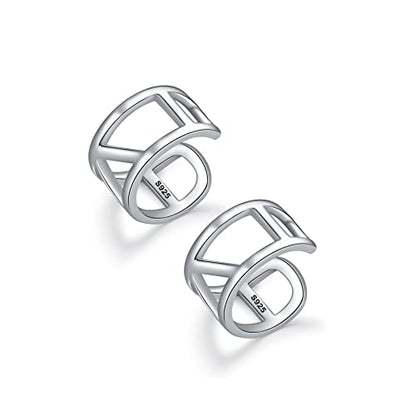 CHIC & ARTSY 925 Sterling Silver Ear Cuffs for Women, Non Piercing Clip On Cartilage Cuffs, Adjustable Fake Conch & Helix Earrings, Gold Plated & Oxidized Various Styles - color: ear cuff #31