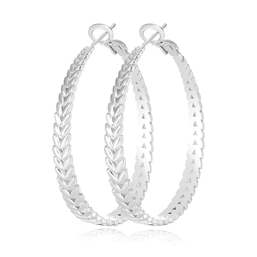 JEMARA Silver Hoop Earrings for Women Hypoallergenic 925 Sterling Silver Post Hoop Earrings Lightweight Thick Large Silver Hoop Earrings 30/40/50MM - color: Silver-30MM