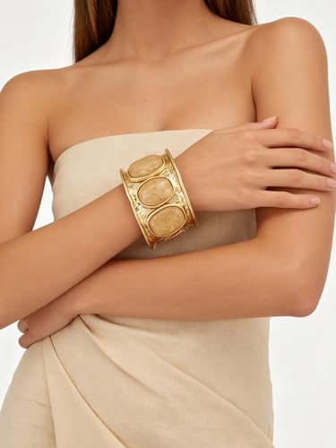Chunky Bangle Bracelets for Women Cuff Bracelet Thick Gold Bangles Open Wide Arm Cuffs Bracelets Boho Jewelry - style: Cuff Bracelet