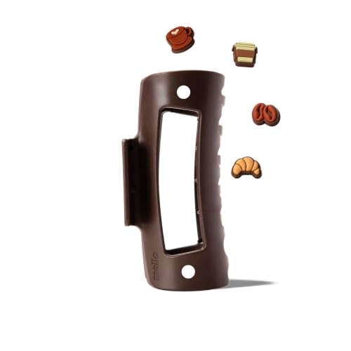 Mello Medium Charm Hair Clip - Flexible Comfort Hair Claw for Women, For Thick & Thin Hair Styling, Durable Material, Matte Non-Slip Finish, Made in Korea, Patent Pending (Medium Clip, 4 Charms) - color: Dark Brown Clip, 4 Charms