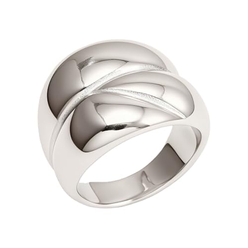 Gold Jewelry The Ring Of Power For Women Gift Shiny Chunky Rings Non Tarnish With 24K Gold Plated Engagement - color: silver