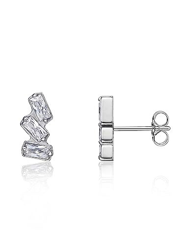 Limerencia G23 Pure Titanium Hypoallergenic Earrings | F136 Implant Grade Titanium Jewelry for Sensitive Ears - color: Triple Baguette Gem